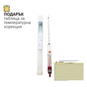 Захаромер 0 до 35% Аlla France, с вграден термометър, дължина 315 мм, brix и balling скали, температурна корекция