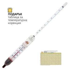 Спиртомер 35 до 70 %, с вграден RL термометър 0 до 40 градуса