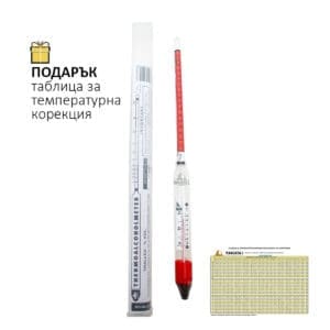 Хоби спиртомер 0 до 100 %, с вграден RL термометър 10 до 30 градуса, дължина 335 мм