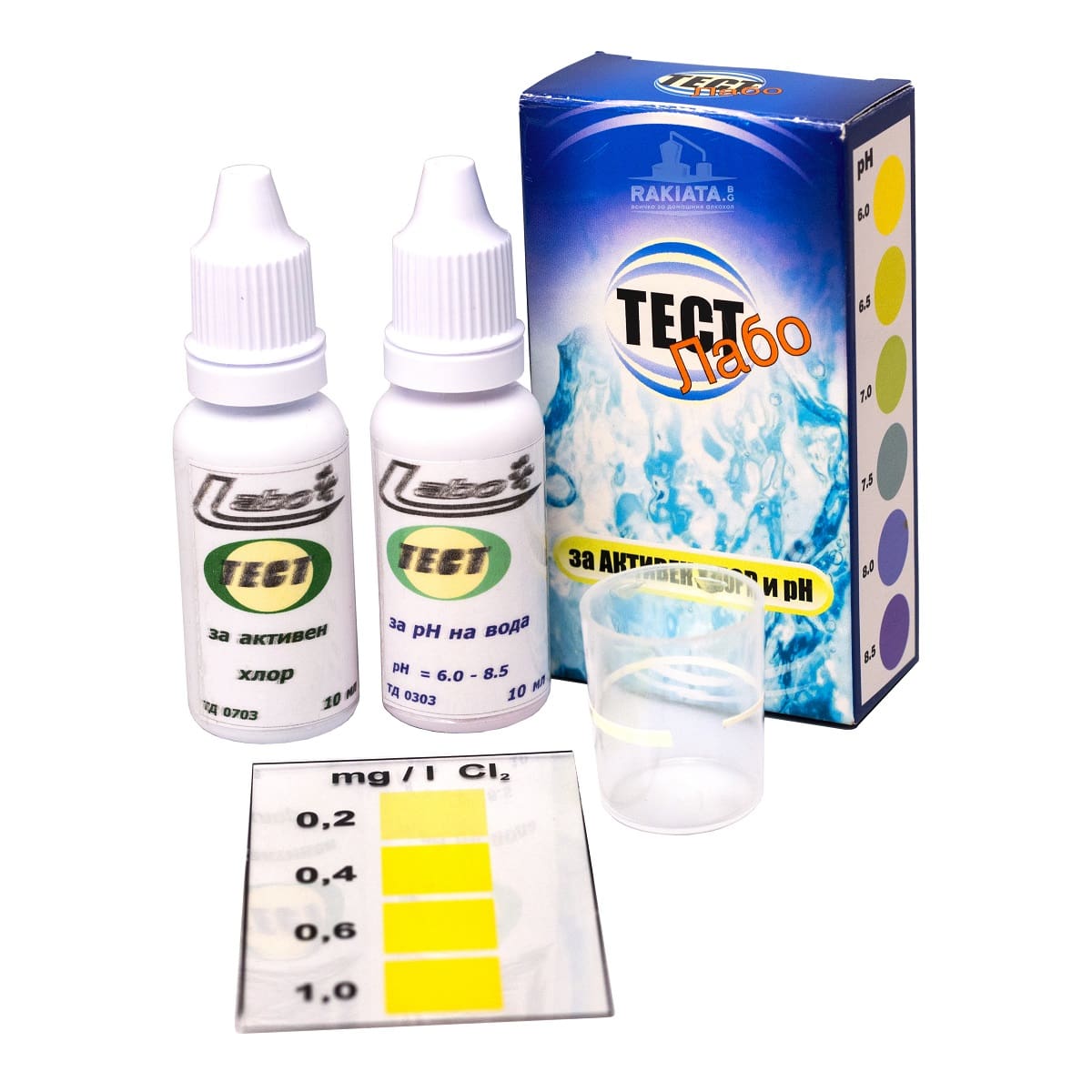 Тест за отчитане активен хлор и pH на вода в басейни - български, Капки за твърдост на вода в басейн