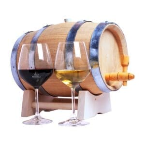 Дъбово буре 5 литра от врачешки бял дъб с дървена, метална или месингова канелка и стойка