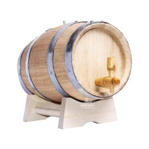 Дъбово буре 5 литра от врачешки бял дъб с дървена, метална или месингова канелка и стойка