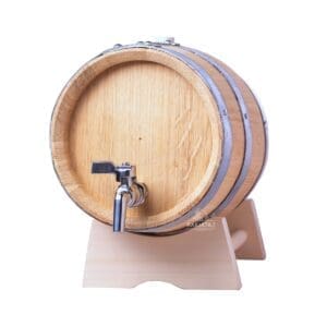 Дъбово буре 5 литра от врачешки бял дъб с дървена, метална или месингова канелка и стойка