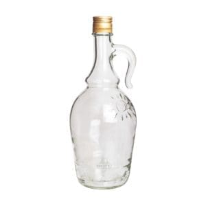 Стъклена бутилка - дамаджана 1л. с капачка и дръжка